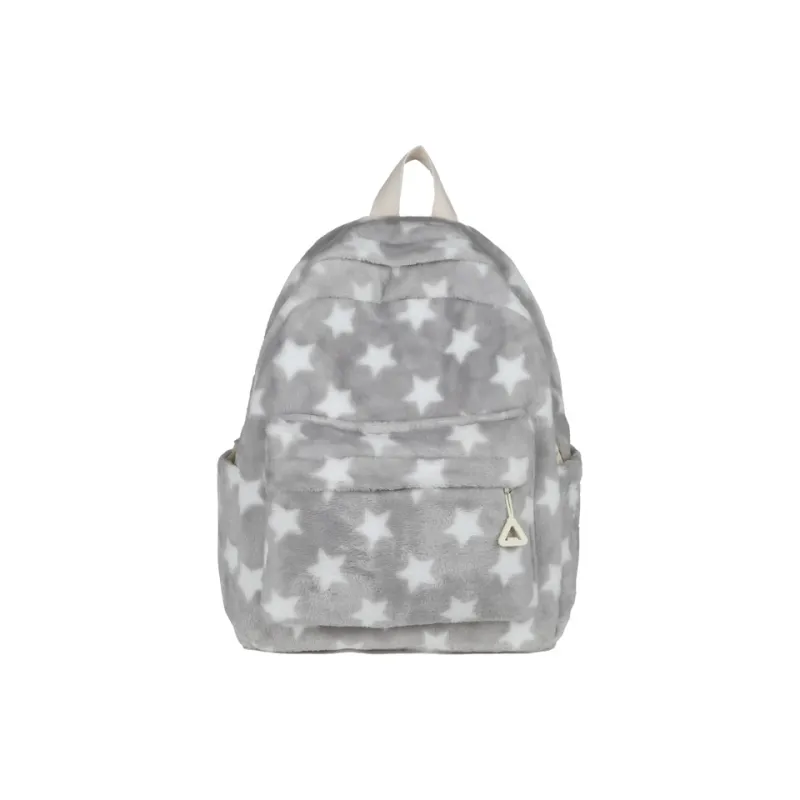 Dusen Kangaroo Velour Backpack Women's Gray/Blue/Coffee-0