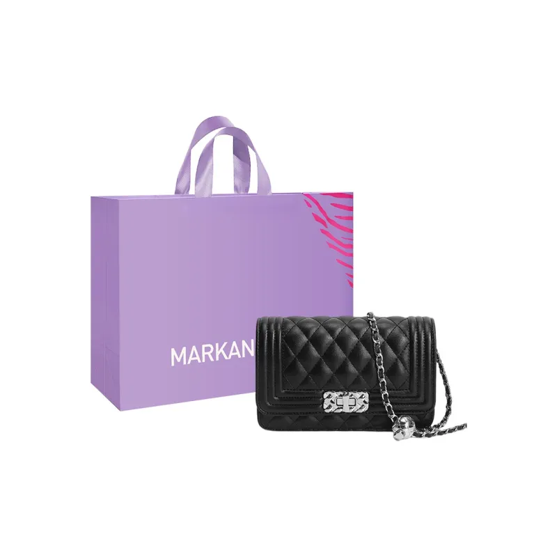 MARKANGARO PU Small Square Bag Shoulder Bag Crossbody Bag Regular Women's Black/White-0