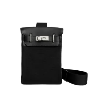 HERMES Hac A Dos Bivouac CanvasSwift Calfskin Sling Bag Men's Black