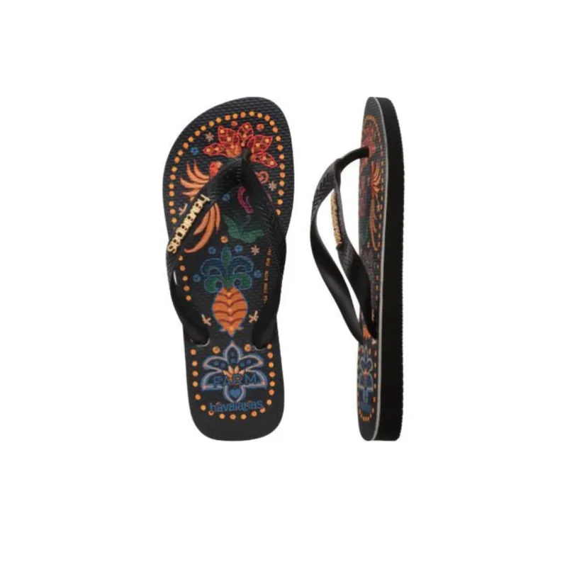 FARM RIO x Havaianas Abrasion-Resistant Flip Flops Women's Black-5