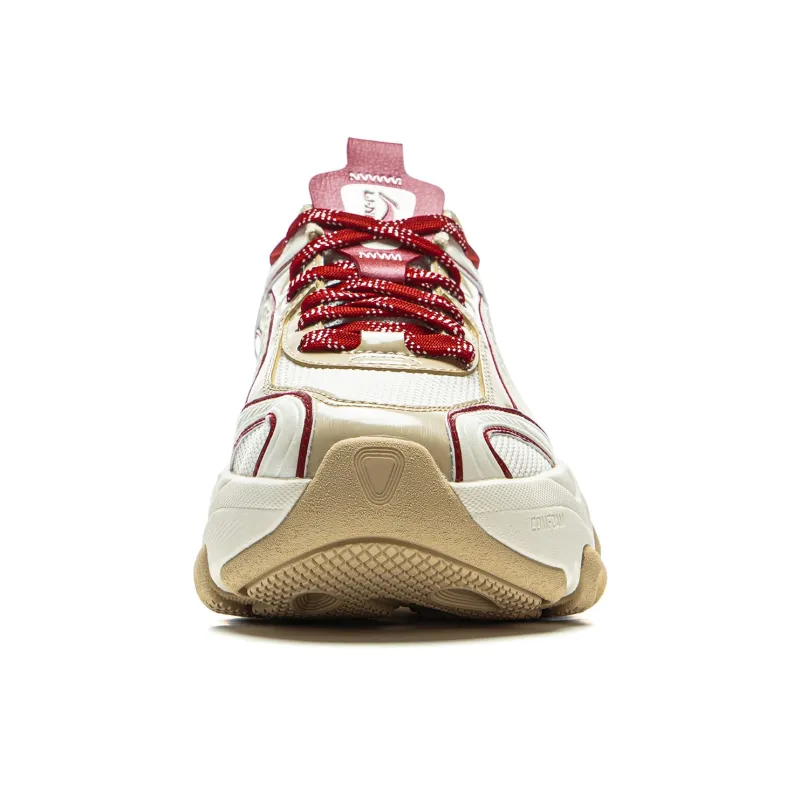 LiNing Anti-Slip Wear-Resistant Low-Top Casual Shoes Women's Beige Red-4