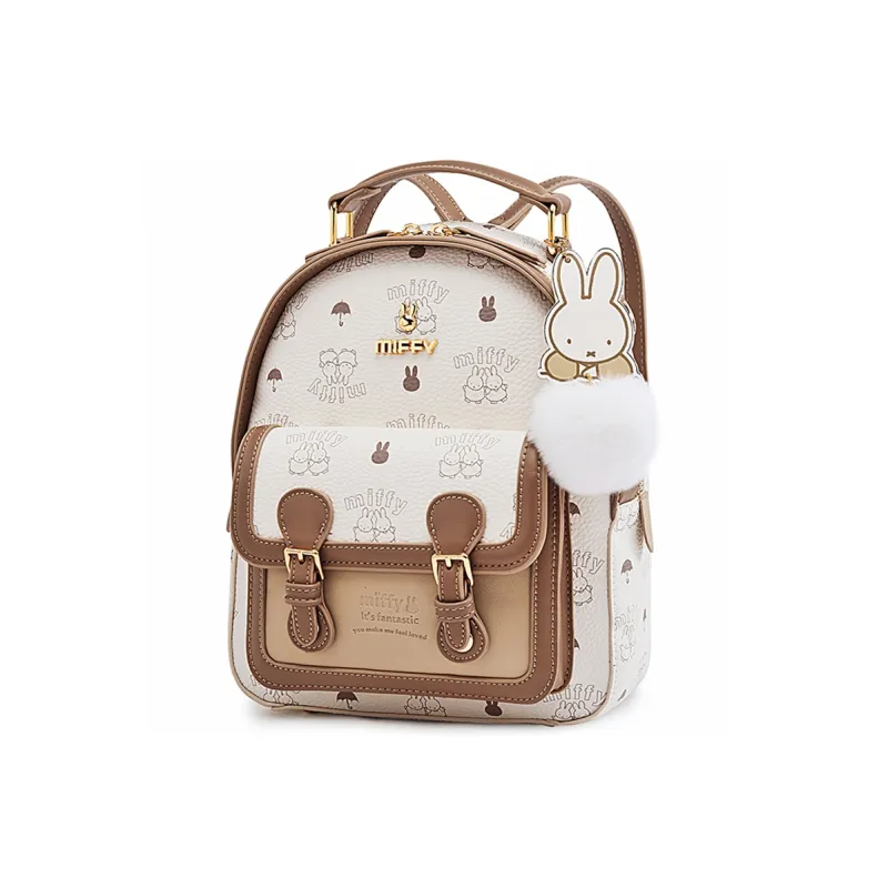 Miffy Synthetic Leather Backpack Regular Women's Khaki/pink-18