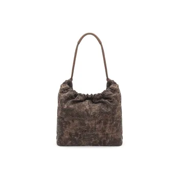 Pivsnu Jasmine Silk With Cow Leather Shoulder Bag Women's Wasteland Style Lotus