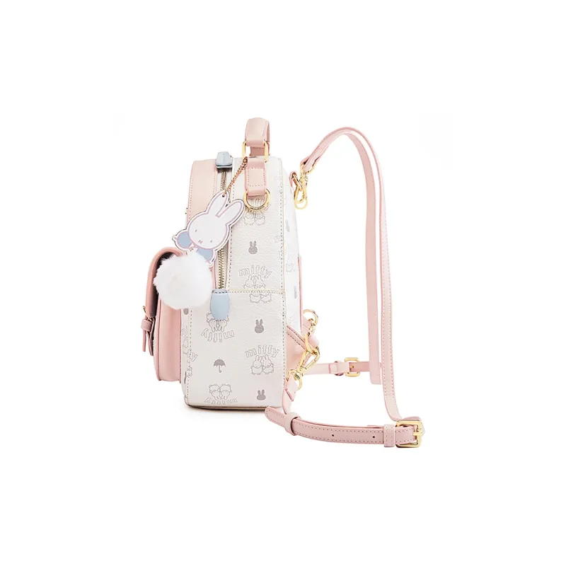 Miffy Synthetic Leather Backpack Regular Women's Khaki/pink-3