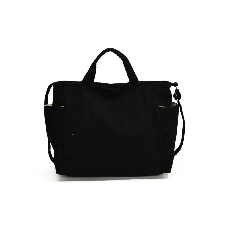 GOX Corduroy Tote Bag, Shopping Bag, Handbag, Shoulder Bag Women's White/Black/Jasper/Pink/Green-5