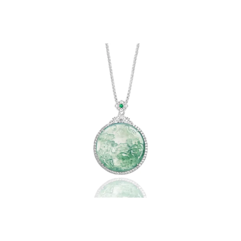 Double Happiness Gift Ice Type Jadeite Necklaces Unisex-0