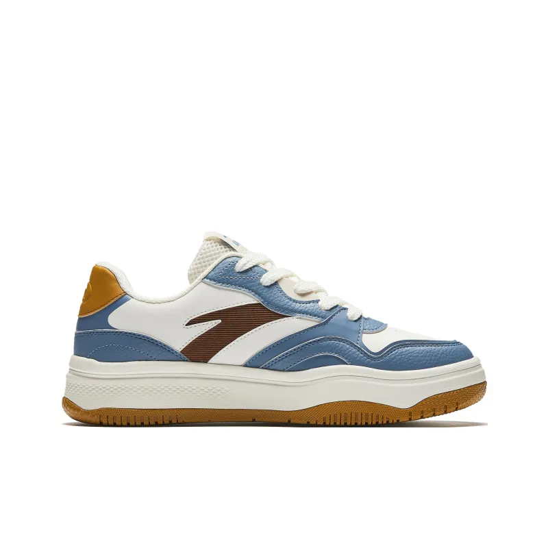Anta Street Play 2 Lightweight Height Increasing Low-Top Skateboard Shoes Men's White Blue Brown-1