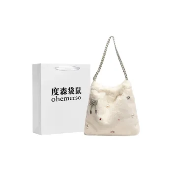Dusen Kangaroo Plush Portable Crossbody Bag, Shoulder Bag Women's Ecru/Gray/Black/Khaki