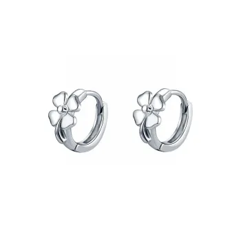 Stone Edge Poly Foot Silver 990 Sterling Silver Hoop Earrings Unisex