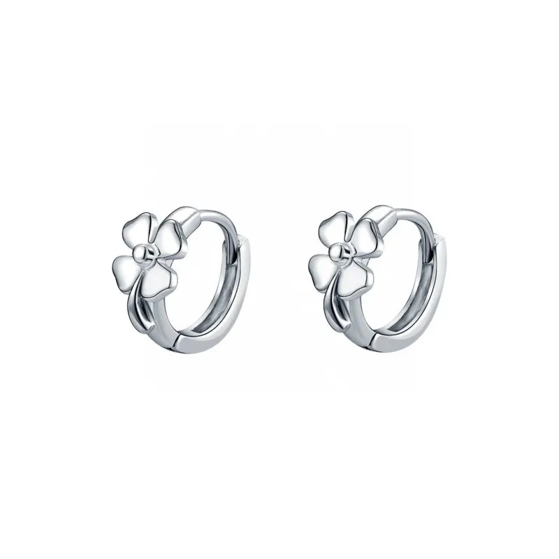 Stone Edge Poly Foot Silver 990 Sterling Silver Hoop Earrings Unisex-0