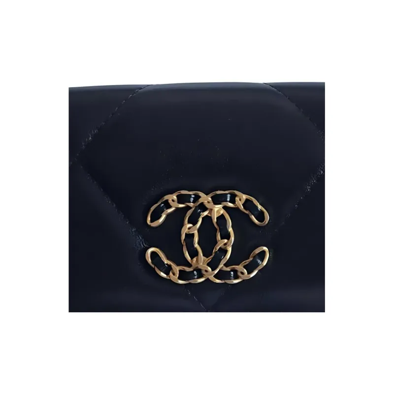 CHANEL Lambskin Wallet Trumpets Women's Black-1
