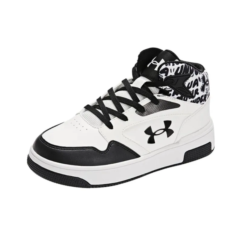 Under Armour Anti Slip Wear Resistant Mid Top Kids' Skateboarding Shoes White Teenagers-0