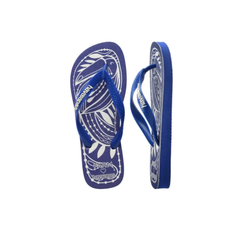FARM RIO x Havaianas Rubber Sole Slip-Resistant Flip Flops Women's Blue-5