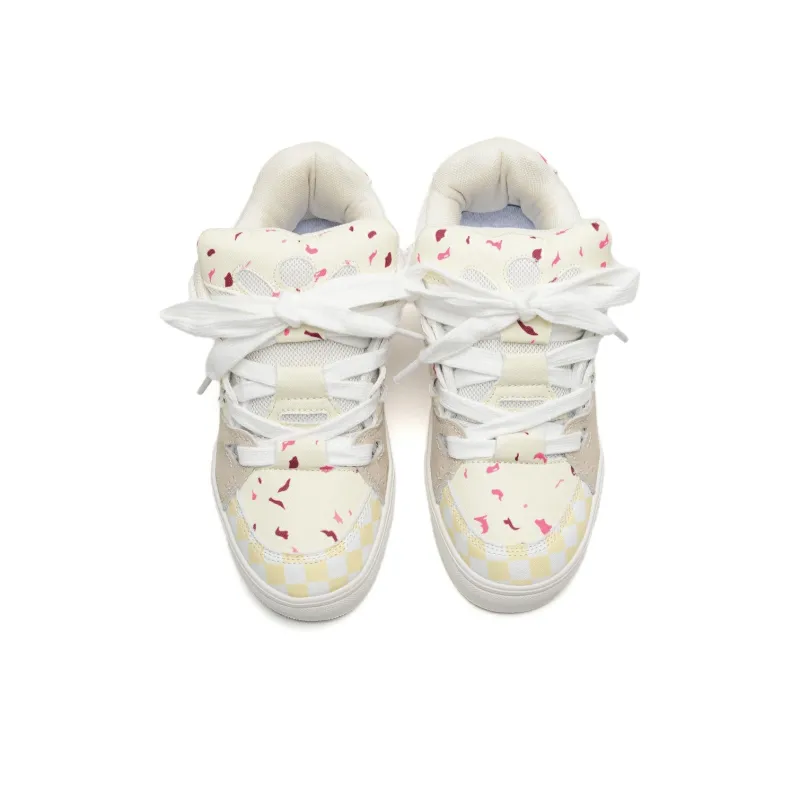 OAOQ Low-Top Skateboard Shoes Unisex White Yellow Blue-58