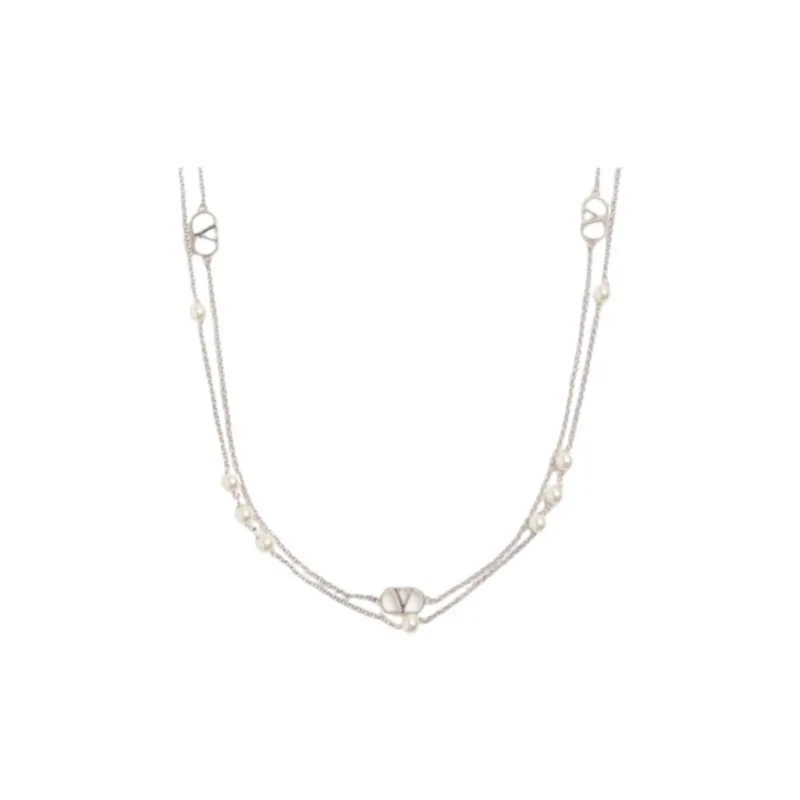 Valentino Vlogo Signature Pearl Necklace-0