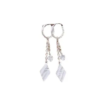 Stone Edge Poly Foot Silver 990 Sterling Silver Hoop Earrings Women's