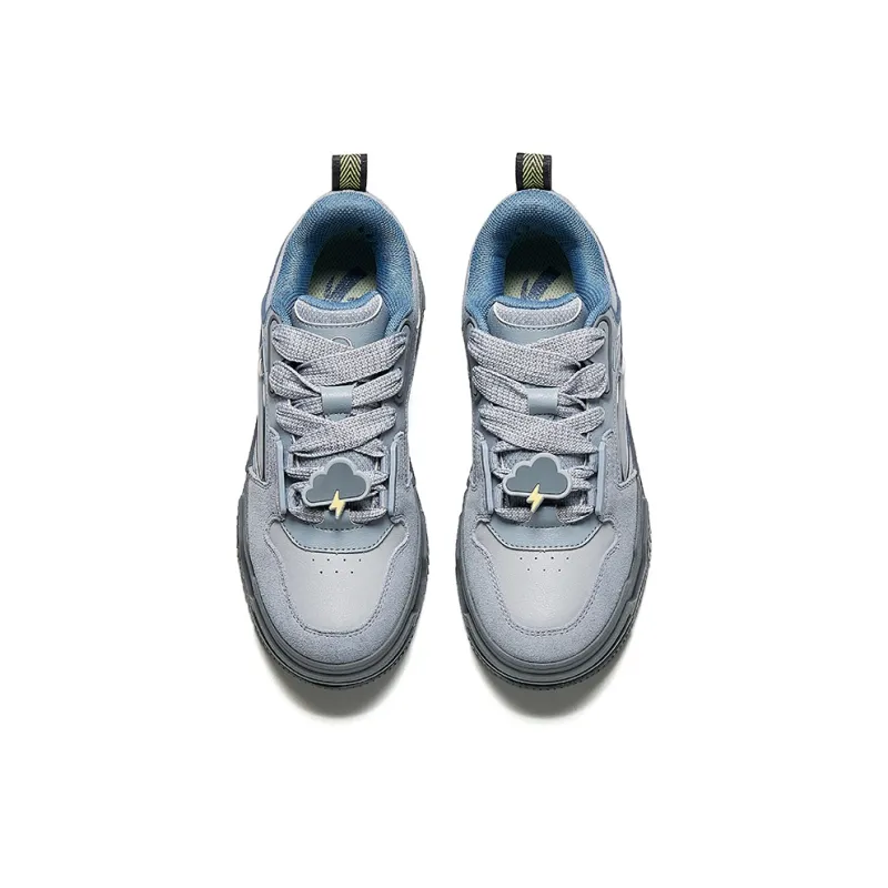 Anta Micro-sugar Slip-Resistant Height Increasing Wear-Resistant Low-Top Skateboard Shoes Women's Gray Blue-2