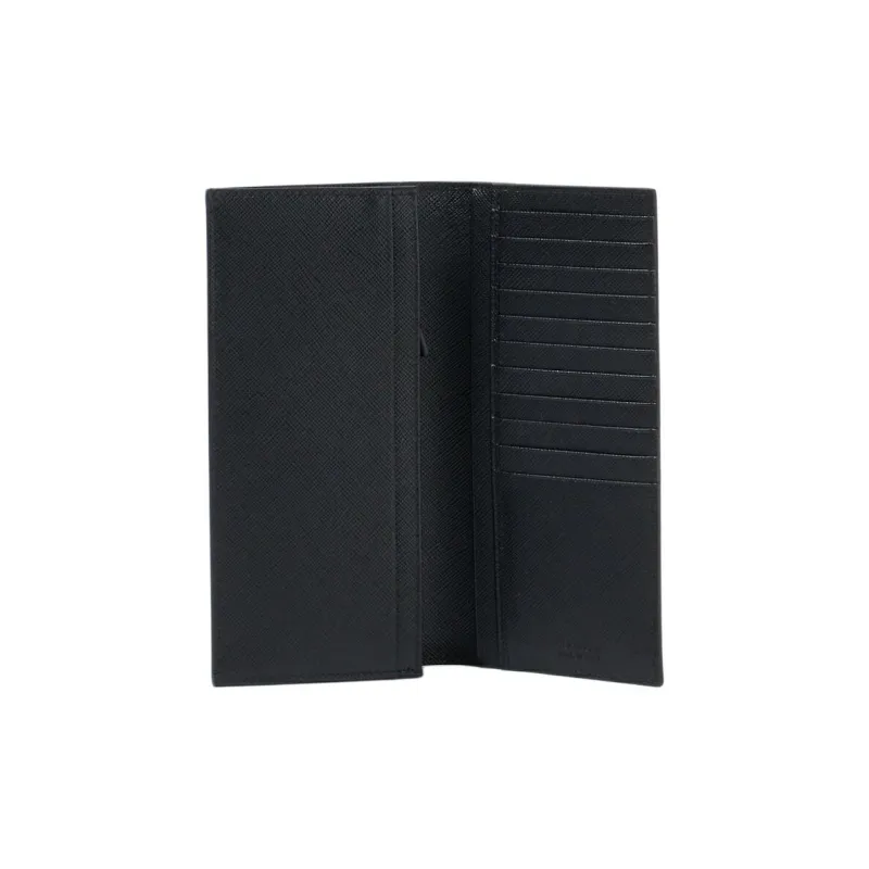 PRADA Cross-Stitch Leather Wallet Men's Black-2