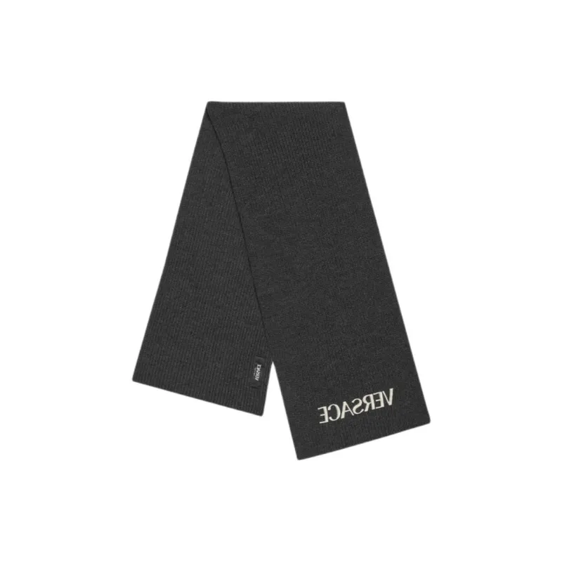 VERSACE Virgin Wool Knit Scarves Kids' Black-1