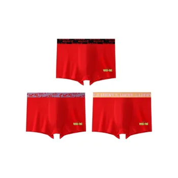 Disney Prosperity Zodiac Year Red 100% Cotton Underpants Men's 3 Pack