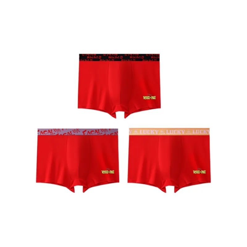 Disney Prosperity Zodiac Year Red 100% Cotton Underpants Men's 3 Pack-0
