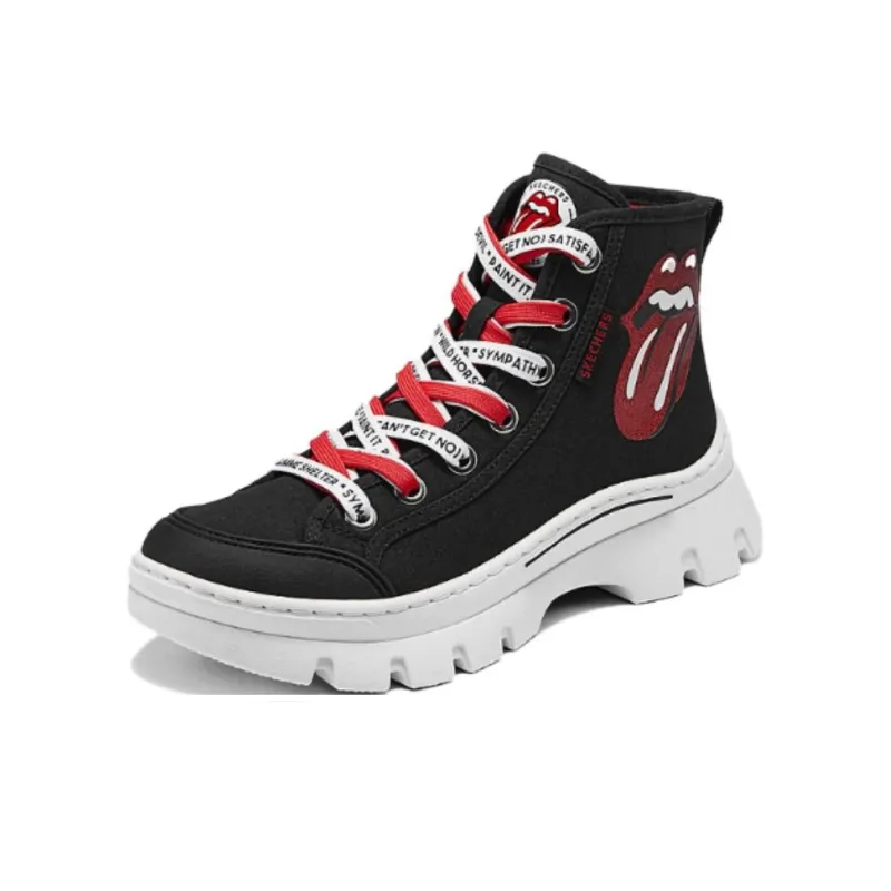 Skechers Anti Slip Wear Resistant High Top Canvas Shoes Women's Black-1