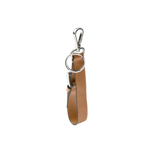 PRADA Leather Keychains Men's Brown