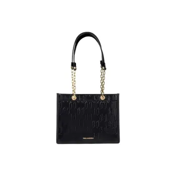 KARL LAGERFELD K/SKUARE Polyurethane PU Tote Bag, Shopping Bag, Handbag, Shoulder Bag Medium Size Women's Black