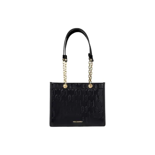 warmth LAGERFELD K/SKUARE Polyurethane PU Tote Bag, Shopping Bag, Handbag, Shoulder Bag Medium Size Women's Black