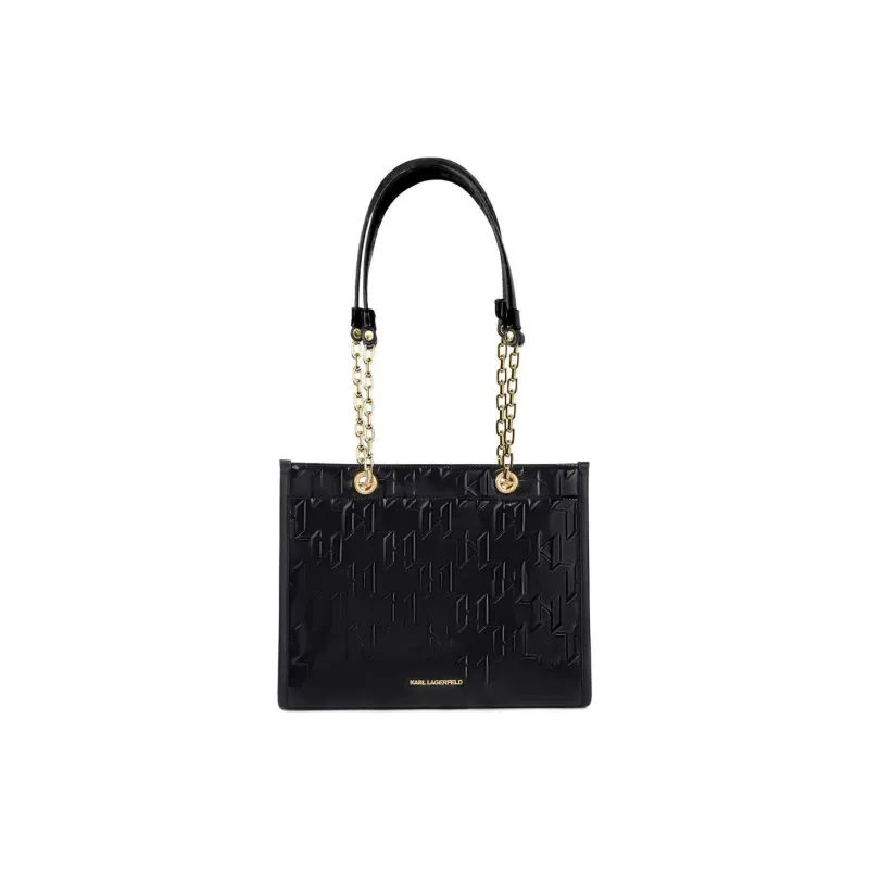 KARL LAGERFELD K/SKUARE Polyurethane PU Tote Bag, Shopping Bag, Handbag, Shoulder Bag Medium Size Women's Black-0