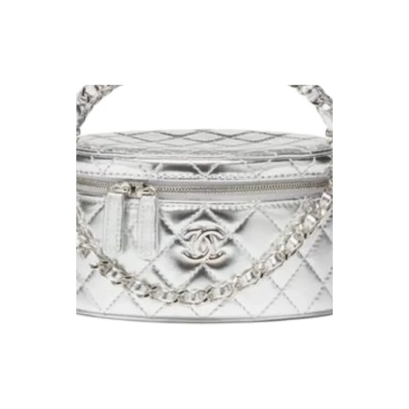CHANEL Lambskin Shoulder Bag, Crossbody Bag, Handbag Women's Silver-1