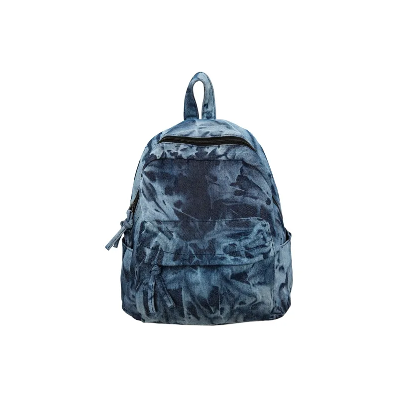 LUVISTRUE Denim Small Backpack Medium Size Unisex Black/Light Blue/Dark Blue-5