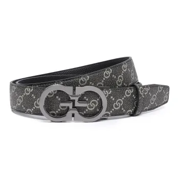 FORTEI Pvc Leather Belts Men's Black 3.5CM Gift Box Set