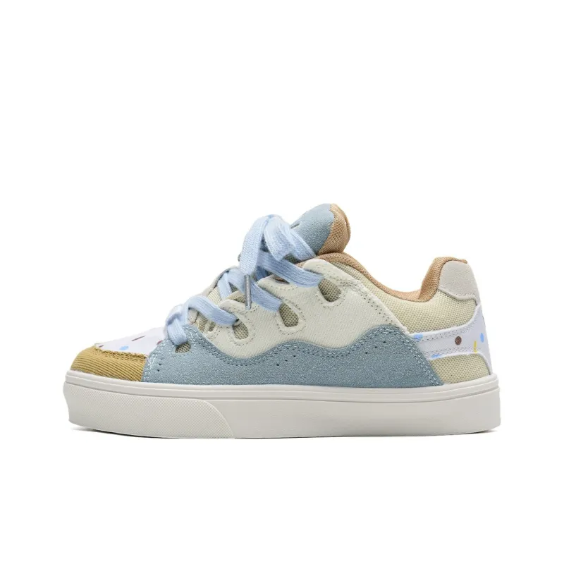 OAOQ Low-Top Skateboard Shoes Unisex White Yellow Blue-63