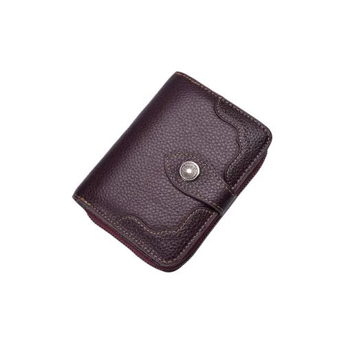 DIFENISE Top Grain Cow Leather Wallet Regular Women's Noble Purple/Steadfast Red