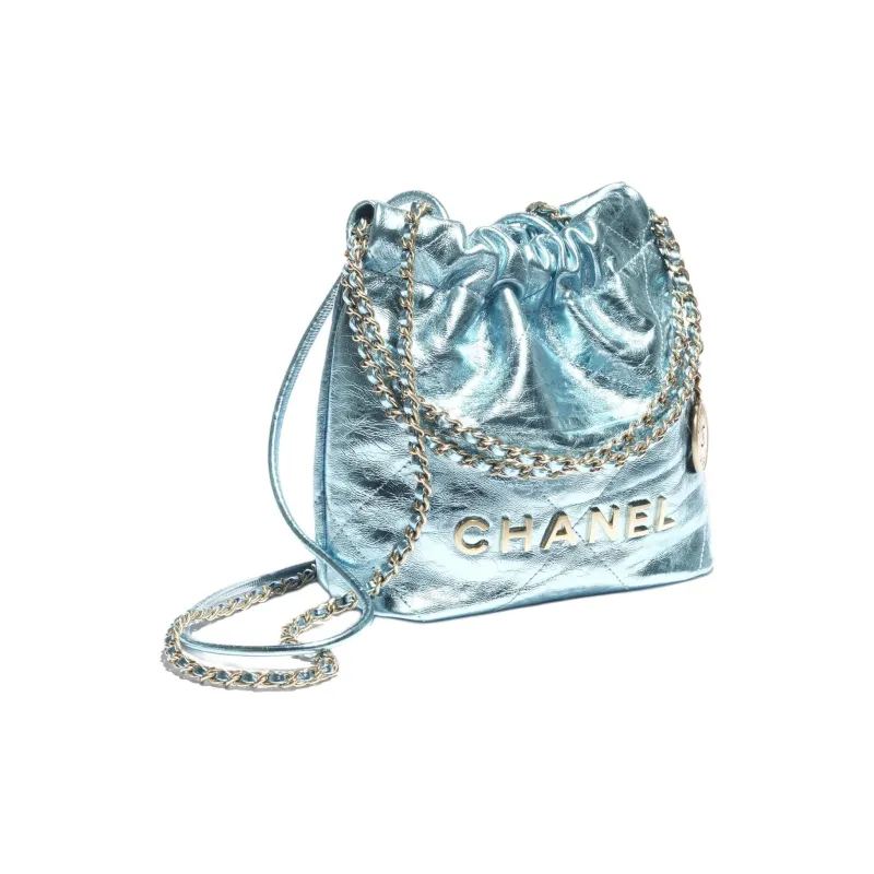 CHANEL Calfskin Hobo Bag Shoulder Bag Mini Women's Light Blue-1