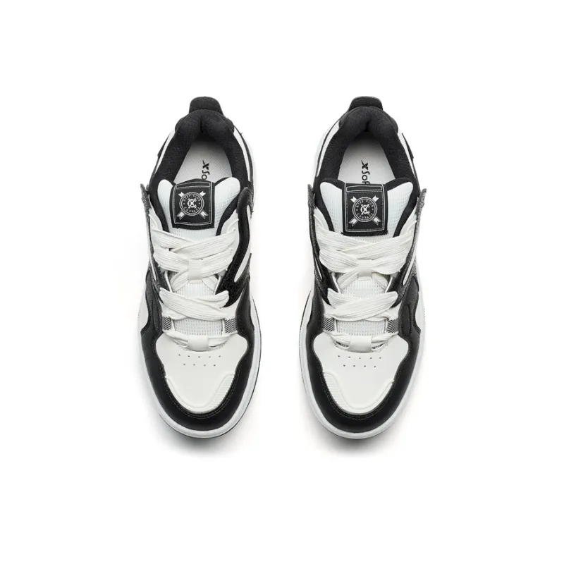 XTEP Star X Anti Slip Wear Resistant Low Top Skateboard Shoes Men's Black White-4