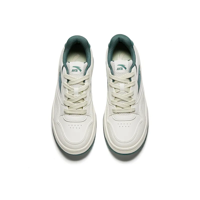 Anta Street Play 2 Lightweight Height Increasing Low-Top Skateboard Shoes Men's White Green-3