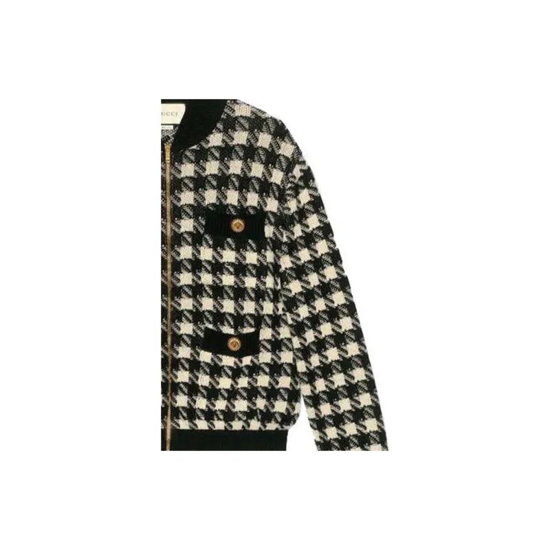 GUCCI Houndstooth Bomber Jacket Ivory/Black-3