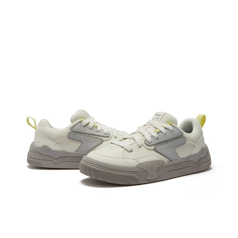 FILA FUSION Lightweight Wear Resistant And Slip Resistant Low Top Skateboard Shoes Women's White-3