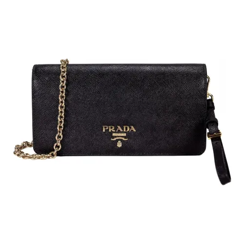 PRADA Saffiano Leather Shoulder Bag Crossbody Bag Women's Black