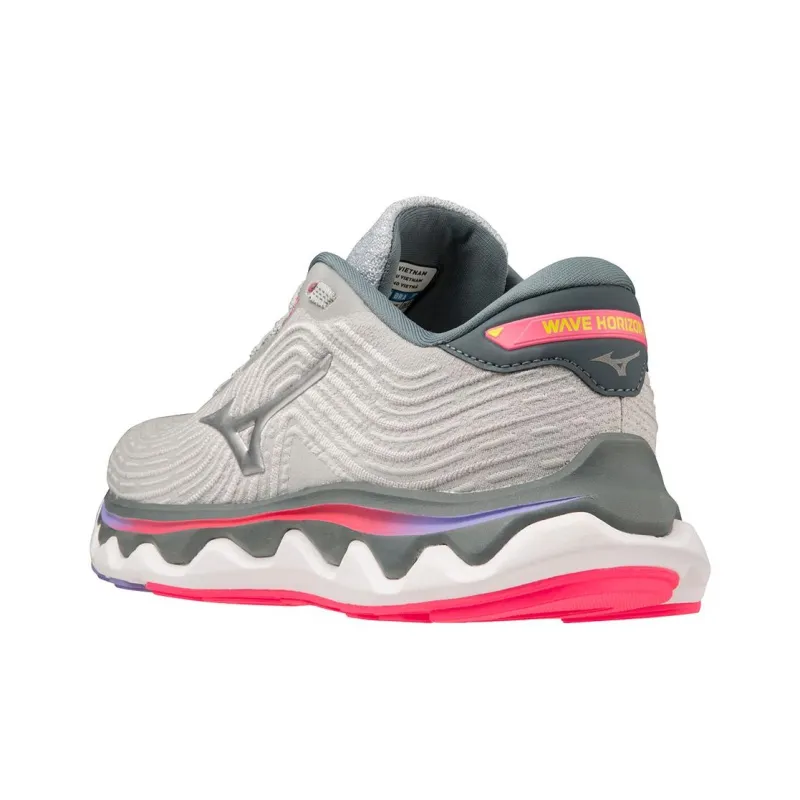 Mizuno Wave Horizon 6 Anti-Slip Wear-Resistant Low-Top Casual Running Shoes Women's Gray White Pink Purple-2