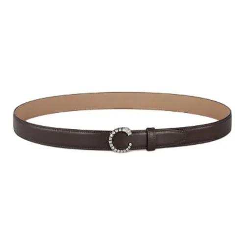 CARTIER Calfskin Leather Belts Women's Brown 2.5CM