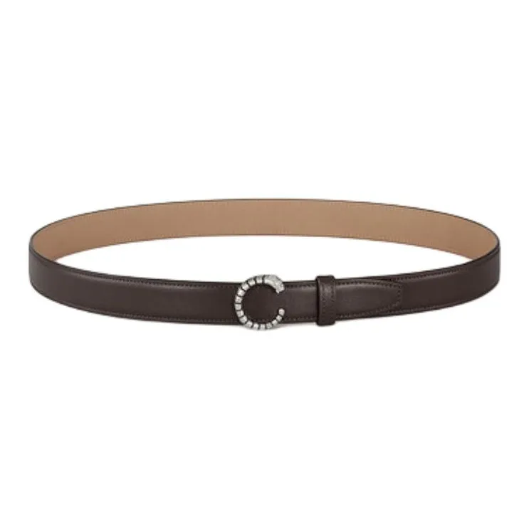 CARTIER Calfskin Leather Belts Women's Brown 2.5CM-0