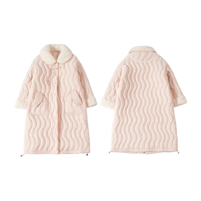 CAIHENGTONG Pajama Robe Women's Apricot Pink-0