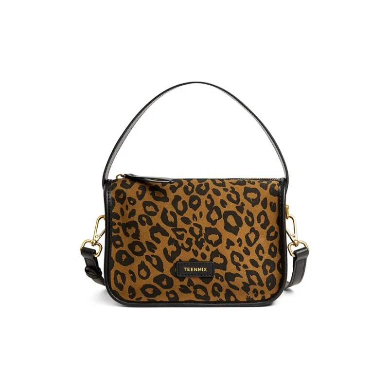 Teenmix Cow Leather Small Square Bag Shoulder Bag Crossbody Bag Handbag Regular Small Size Women's Brown/Rosewood/Black-0