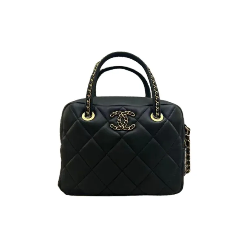 CHANEL Lambskin Bowling Bag, Handbag Mini Women's Black-0