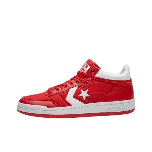 Converse Fastbreak Anti-Slip Wear-Resistant Mid-Top Skateboard Shoes Unisex Red