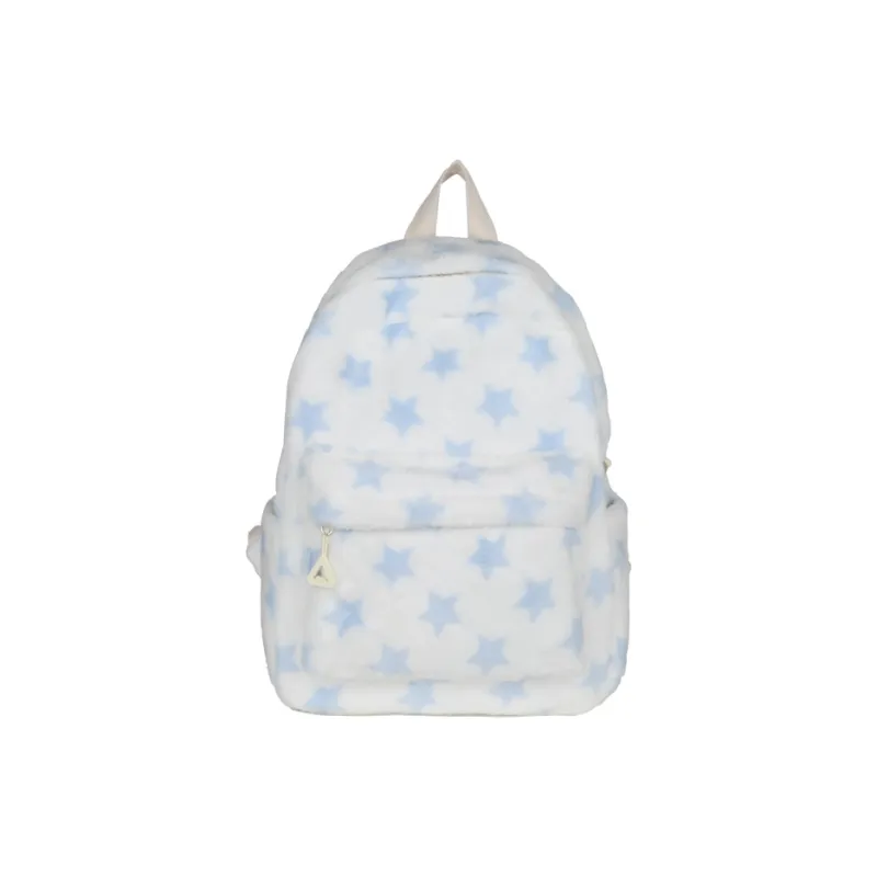 Dusen Kangaroo Velour Backpack Women's Gray/Blue/Coffee-5