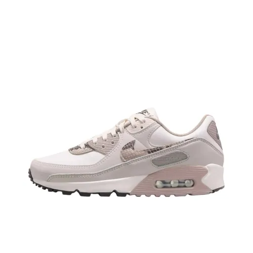 Nike Air Max 90 Anti Slip Wear Resistant Low Top Running Shoes Women's Pink White